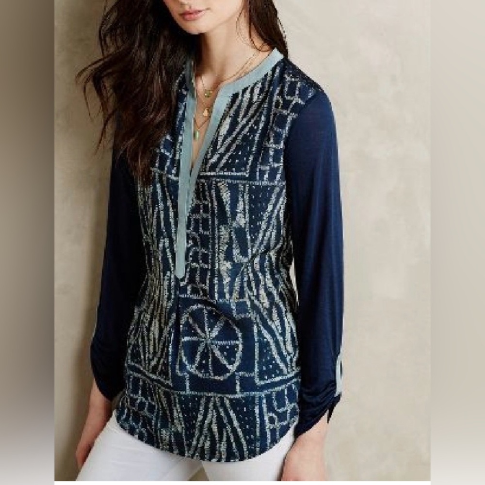 Anthropology Tiny Orion navy Henley top, small